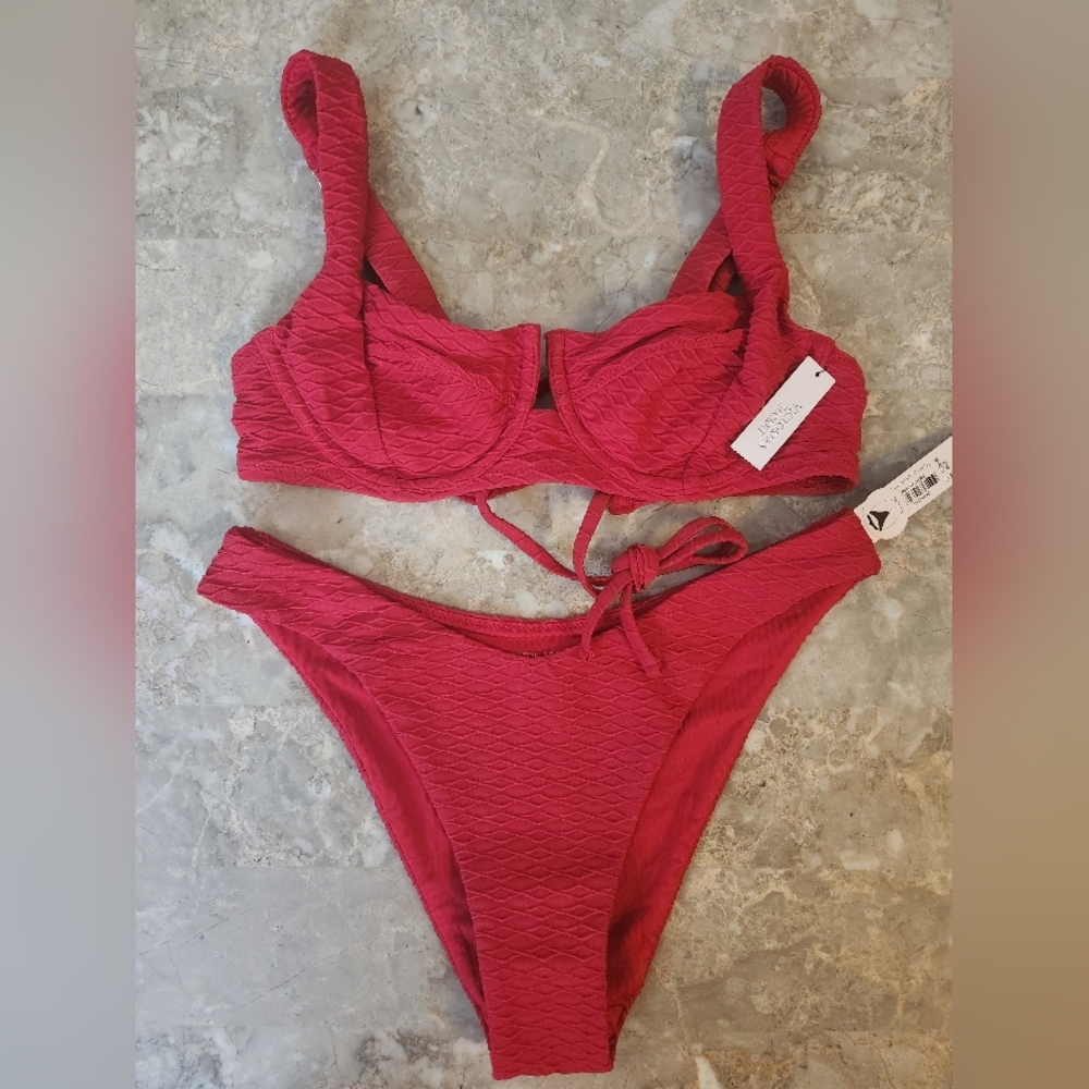 32A/XS VS Swim Full Coverage Bikini Top Brazilian Bikini Set Red